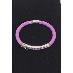 925 Silver PAJ JOY China Purple Jadeite Amethyst Bangle 7 1/4" Bracelet Stone